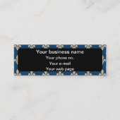 Carte De Visite Mini Fleur de Lis Motif, française, royale, crème, bleu (Devant)