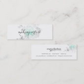 Carte De Visite Mini fleur moderne chic de sarcelle d'hiver d'aquarelle (Devant / Derrière)