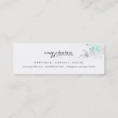 Carte De Visite Mini fleur moderne chic de sarcelle d'hiver d'aquarelle (Dos)