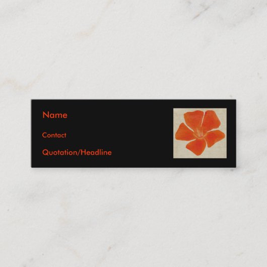 Carte De Visite Mini Fleur orange Profilecard maigre (Devant)