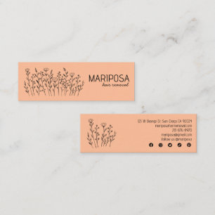 Carte De Visite Mini Fleur sauvage Élégante Ligne Art Personnalisé Icôn