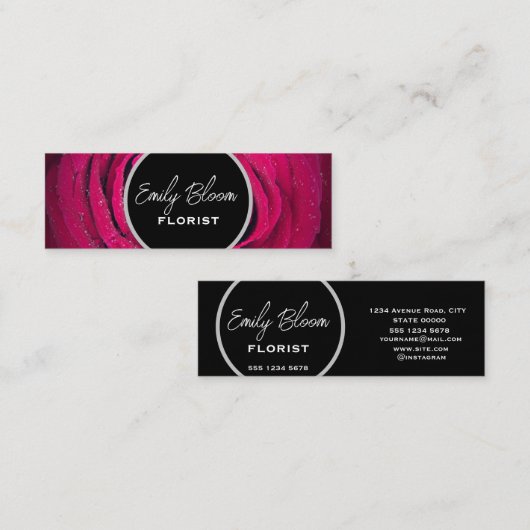 Carte De Visite Mini Fleuriste, Fleurs (Devant / Derrière)