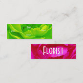 Carte De Visite Mini Fleuriste - Rose rose verte (Devant / Derrière)