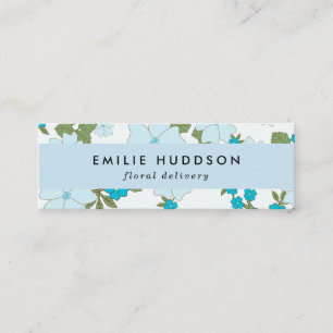 Carte De Visite Mini Fleurs Bleues, Motif Floral, Fleuriste, Boutique D