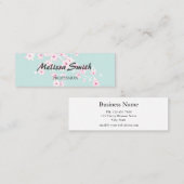 Carte De Visite Mini Fleurs de cerisier rose Turquoise Floral (Devant / Derrière)