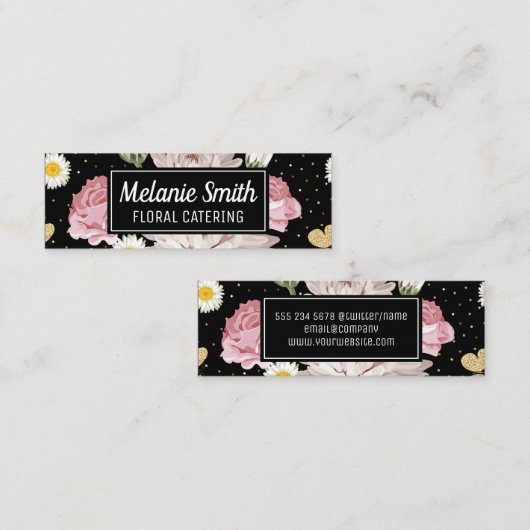 Carte De Visite Mini Fleurs et boucles d'or (Devant / Derrière)