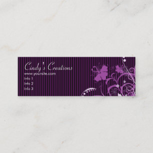 Carte De Visite Mini Fleurs et rayures pourpres