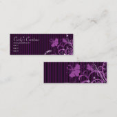 Carte De Visite Mini Fleurs et rayures pourpres (Devant / Derrière)
