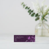 Carte De Visite Mini Fleurs et rayures pourpres (Debout devant)