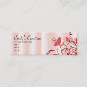 Carte De Visite Mini Fleurs et rayures roses