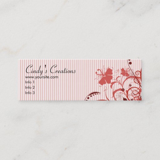 Carte De Visite Mini Fleurs et rayures roses (Devant)