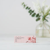 Carte De Visite Mini Fleurs et rayures roses (Debout devant)