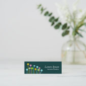 Carte De Visite Mini Fleurs heureuses (vert-foncé) (Debout devant)