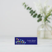 Carte De Visite Mini Fleurs joyeuses (bleu foncé) (Debout devant)
