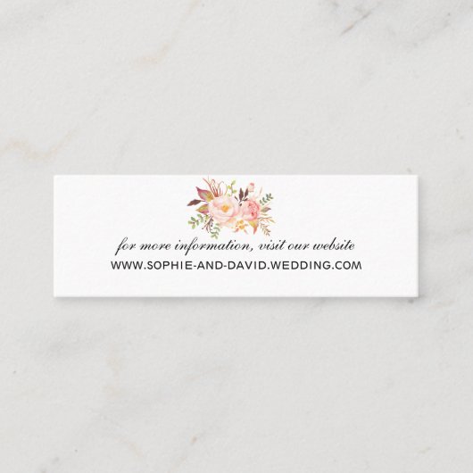 Carte De Visite Mini Fleurs roses tendance Bourgogne Mariage de site We (Devant)