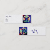 Carte De Visite Mini FLEURS VERTES BLEUES Stylisées Fleur Rose Perle Bl (Devant / Derrière)