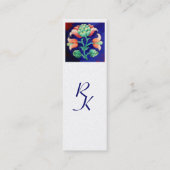 Carte De Visite Mini FLEURS VERTES BLEUES Stylisées Fleur Rose Perle Bl (Dos)