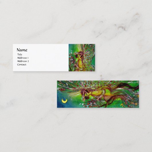 Carte De Visite Mini FLEURS VERTES EN imaginaire DE NUIT (Devant / Derrière)