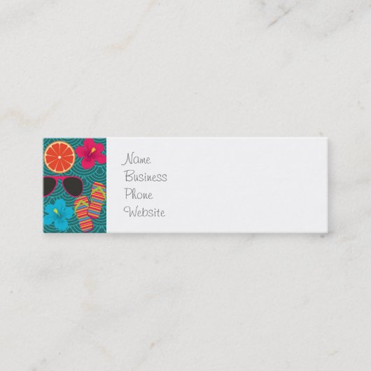 Carte De Visite Mini Flip Flops Plage Lunettes de soleil Beach Ball Blu (Devant)