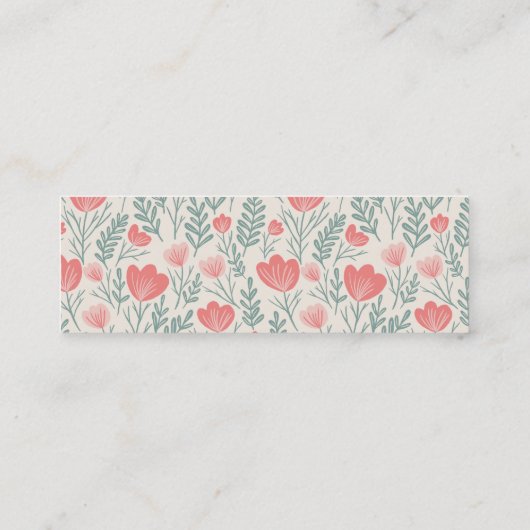 Carte De Visite Mini Floral Botanique Motif rose pâle et vert (Dos)
