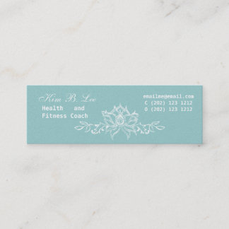 Carte De Visite Mini Floral de Lotus blanc sur bleu Turquoise