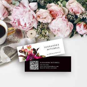 Carte De Visite Mini Floral moderne Dark Colorful and Elegant QR Code