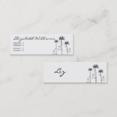 Carte De Visite Mini Floral noir et blanc (Devant / Derrière)
