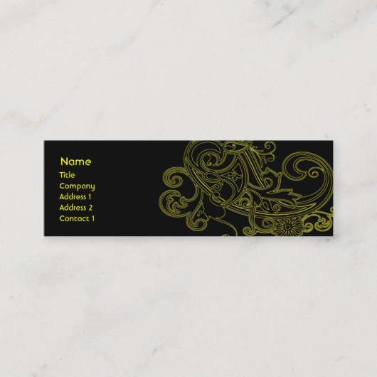 Carte De Visite Mini Floral noir - maigre (Devant)