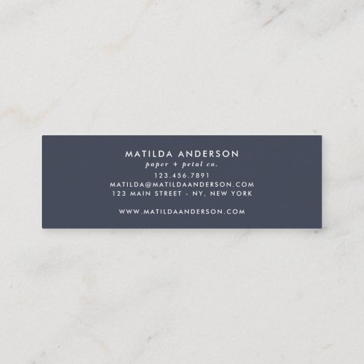 Carte De Visite Mini Flore tropicale florale bleu moderne feuillage (Dos)