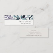 Carte De Visite Mini Foliage Tropical Foliage Moderne Bleu Violet (Devant / Derrière)