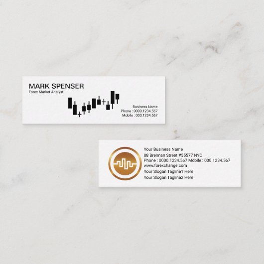 Carte De Visite Mini Forex de graphique en Stock blanc simple (Devant / Derrière)