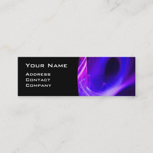 Carte De Visite Mini FRACTAL SWIRL GEM MONOGRAS noir blanc rose (Devant)