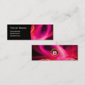 Carte De Visite Mini FRACTAL SWIRL GEM MONOGRAS noir blanc rouge rose (Devant / Derrière)