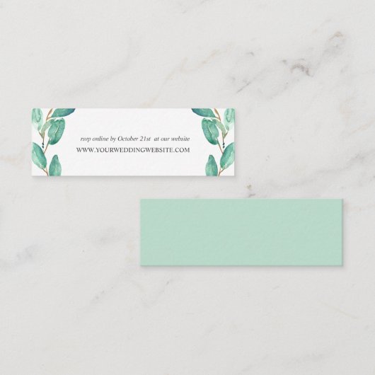 Carte De Visite Mini Fresh Eucalytpus feuille Mariage Website (Devant / Derrière)