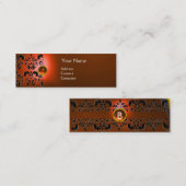 Carte De Visite Mini GEMME CHIC DAMASK MONOGRAMME orange (Devant / Derrière)