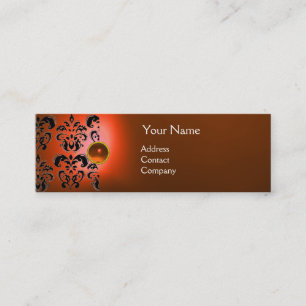 Carte De Visite Mini GEMME CHIC DAMASK MONOGRAMME orange