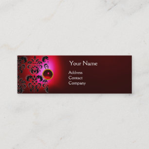 Carte De Visite Mini GEMME CHIC DAMASSÉ MONOGRAMME rouge