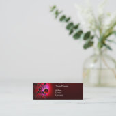 Carte De Visite Mini GEMME CHIC DAMASSÉ MONOGRAMME rouge (Debout devant)