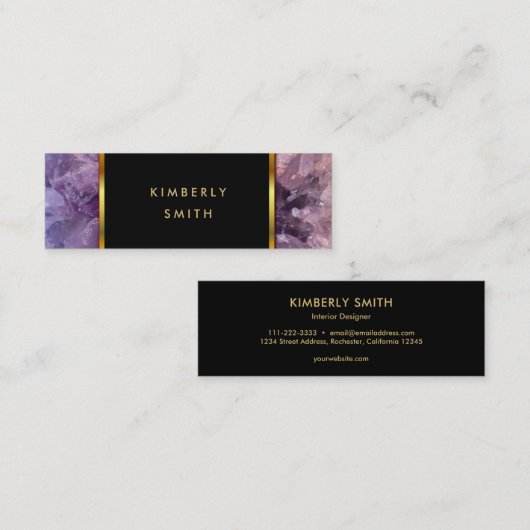 Carte De Visite Mini Géode en pierre de gemme d'améthyste mauve (Devant / Derrière)