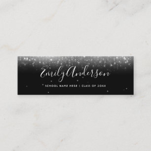 Carte De Visite Mini Glam Black and White Graduation Name Insert Card
