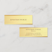 Carte De Visite Mini Glam Gold Look Modèle élégant moderne simple (Devant / Derrière)