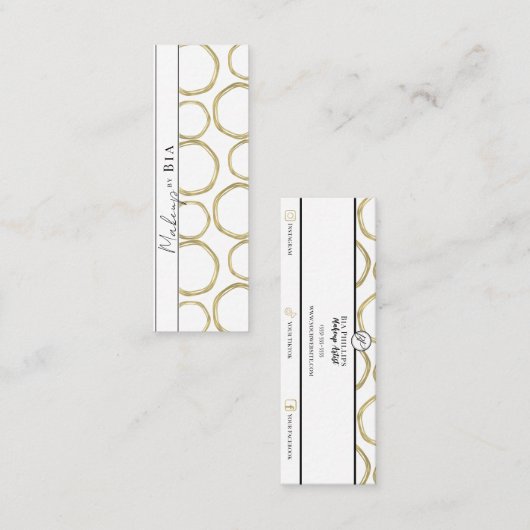 Carte De Visite Mini Glam moderne blanc & or Cercles élégants (Devant / Derrière)