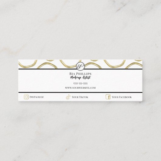 Carte De Visite Mini Glam moderne blanc & or Cercles élégants (Dos)