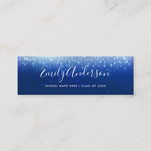 Carte De Visite Mini Glam Navy Blue Graduation Name Insert Card (Devant)