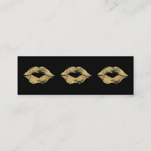 Carte De Visite Mini Glamor Lipstick Baisers Gold Parties scintillant (Devant)
