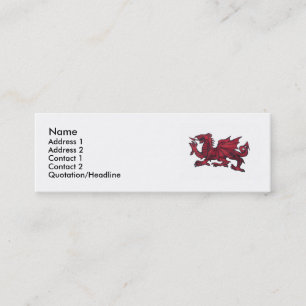Carte De Visite Mini Glisser rouge, Nom, Adresse 1, Adresse 2, Contact