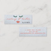 Carte De Visite Mini Glitterie moderne, Argent, Lèvres, Lashes, Maquill (Devant / Derrière)