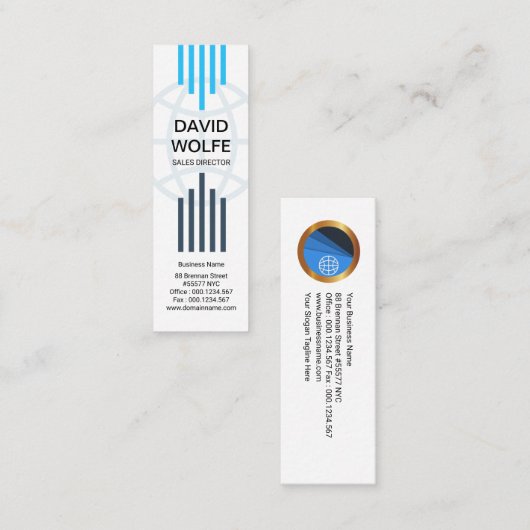Carte De Visite Mini Globaux verticaux élégants chics chaîne (Devant / Derrière)