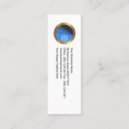 Carte De Visite Mini Globaux verticaux élégants chics chaîne (Dos)