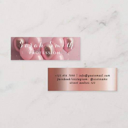 Carte De Visite Mini Gold Balloons Parties scintillant Événement de mar (Devant / Derrière)